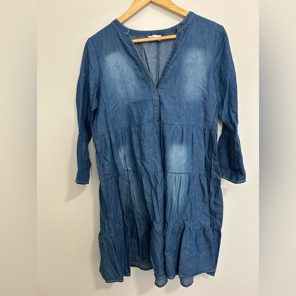 Pink Lily Spring Denim Tiered Dress - Picture 2 of 6